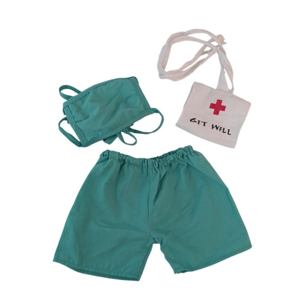 Build A Bear Clothes Green Doctor‎ Pants Scrubs Face Mask Get Well Sling Outfit